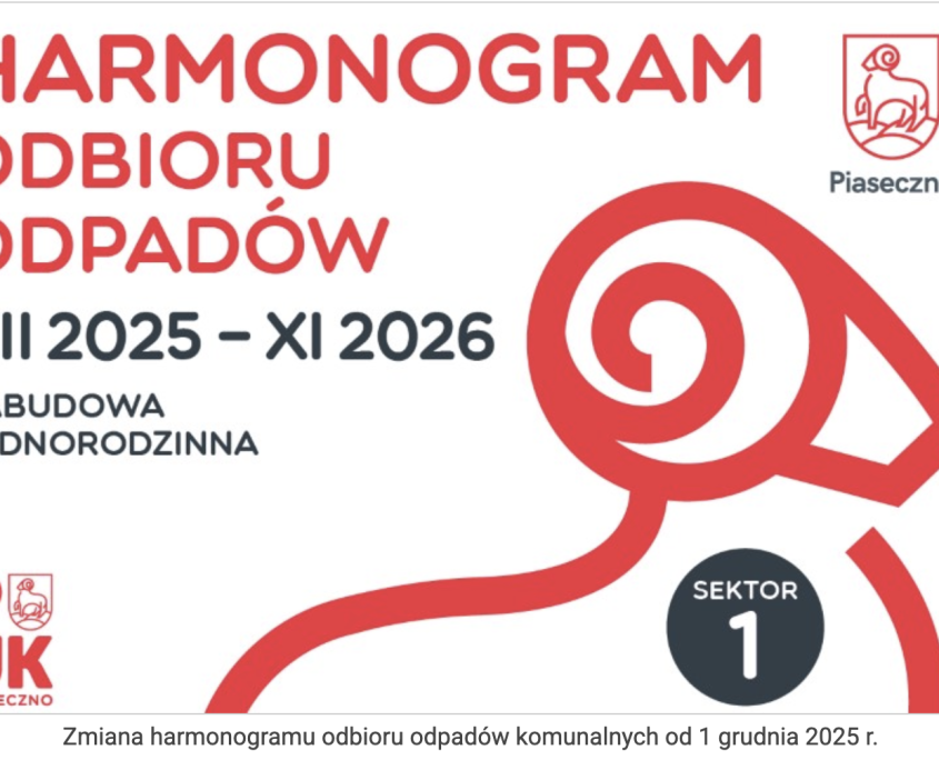 Zmiana harmonogramu odbioru opadów od 1.12.2025 r.